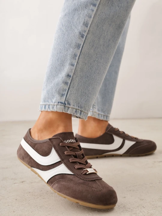 Zdjęcie produktu Brązowe Sneakersy Klasyczne Tenisówki z Zamszu Naturalnego Talanashta Goodin
