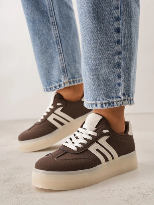 Zdjęcie produktu Brązowe Sneakersy Kultowe Tenisówki na Platformie Hlalna Seastar