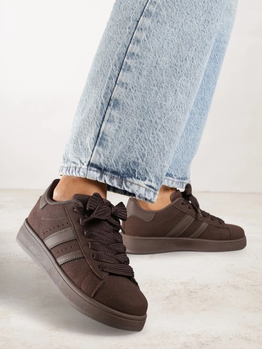 Zdjęcie produktu Brązowe Sneakersy na Niskiej Platformie z Naszywkami Flordexia Mulanka