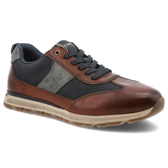 Zdjęcie produktu Sneakersy męskie Rieker, codzienne i eleganckie na platformie z okrągłym noskiem sznurowane, brązowe, B0507-24