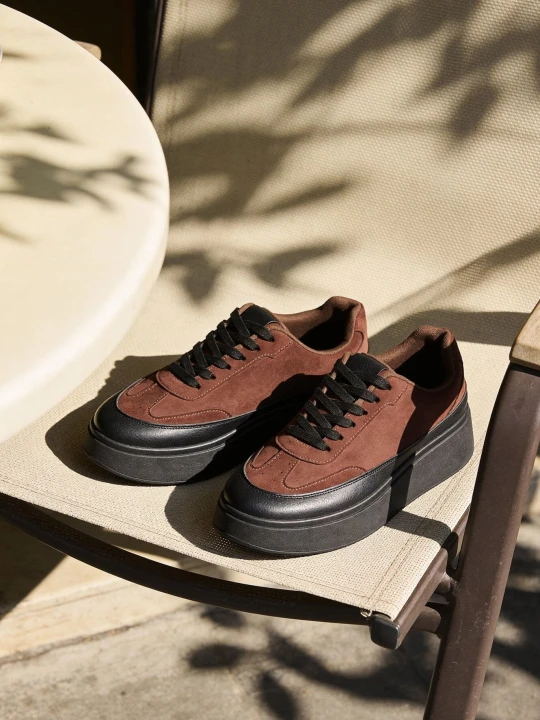 Zdjęcie produktu Brązowe Sneakersy VICES na Platformie w Stylu lat 90. Donah