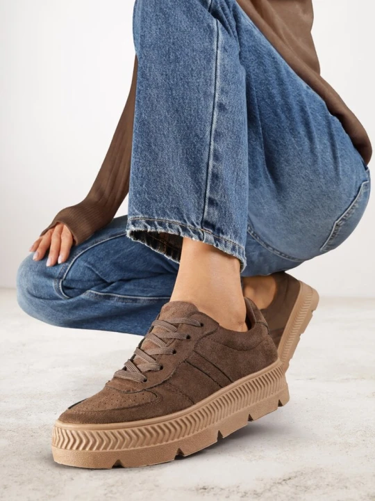 Zdjęcie produktu Brązowe Sneakersy Vices na Platformie z Tłoczeniem Alarrive