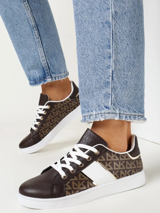 Zdjęcie produktu Brązowe Sneakersy z Nadrukiem Mindi