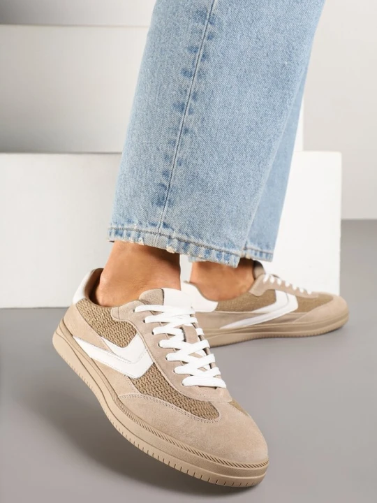 Zdjęcie produktu Brązowe Sneakersy ze Skóry Naturalnej w Stylu Kultowych Tenisówek Faloretia Goodin