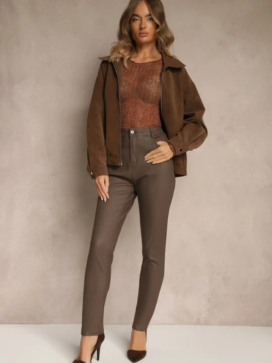 Zdjęcie produktu Brązowe Spodnie Skinny Zangi Daysie