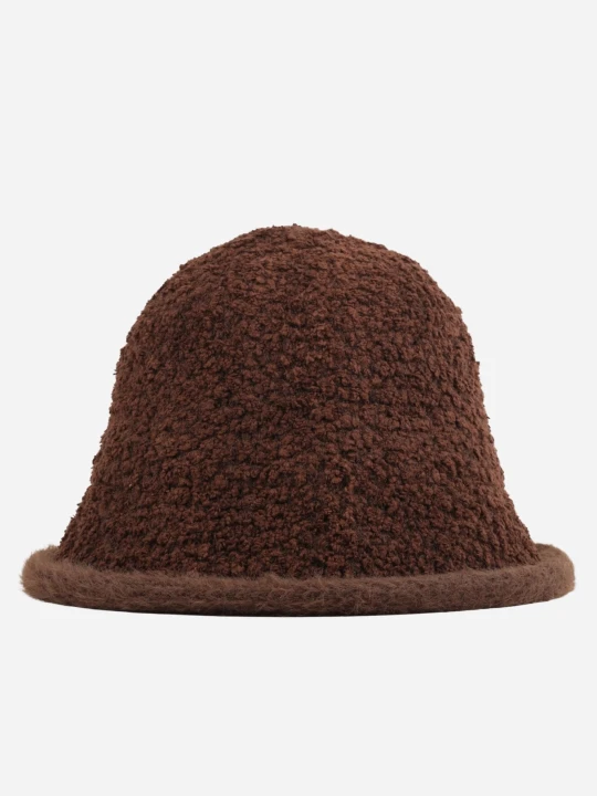 Zdjęcie produktu Brązowy Kapelusz Typu Bucket Hat z Materiału Typu Boucle Breca Versoli