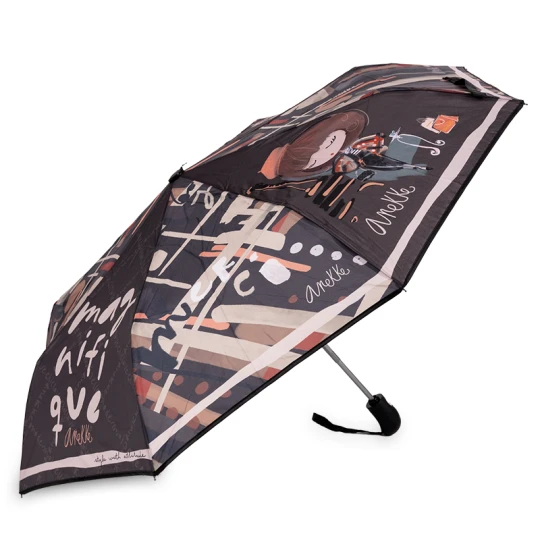 Zdjęcie produktu Parasol damski Anekke, w ozdobne motywy z trwałym mechanizmem i wygodną rączką składany, kolorowy, 41483-104