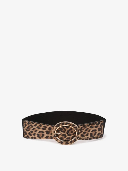 Zdjęcie produktu Brązowy Pasek w Panterkowy Wzór z Elegancką Klamrą Nelianael