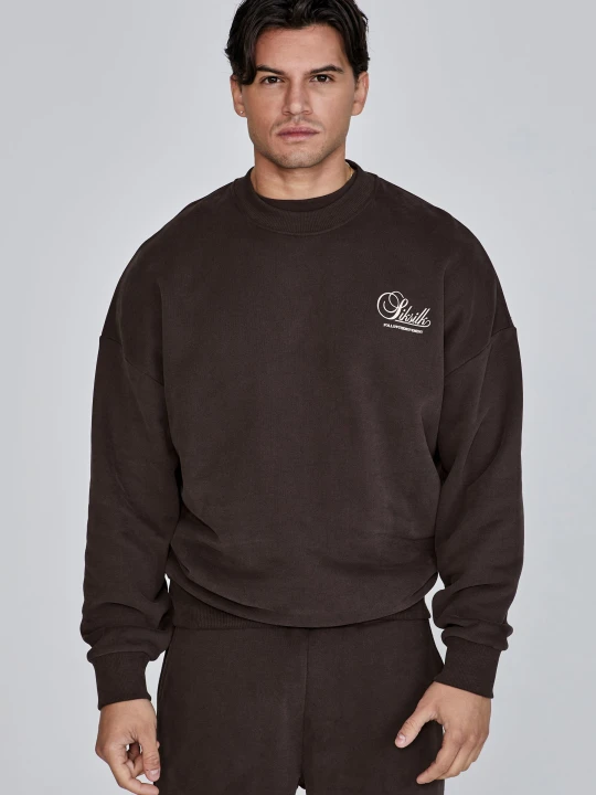 Zdjęcie produktu Brązowy sweter męski z grafiką SikSilk