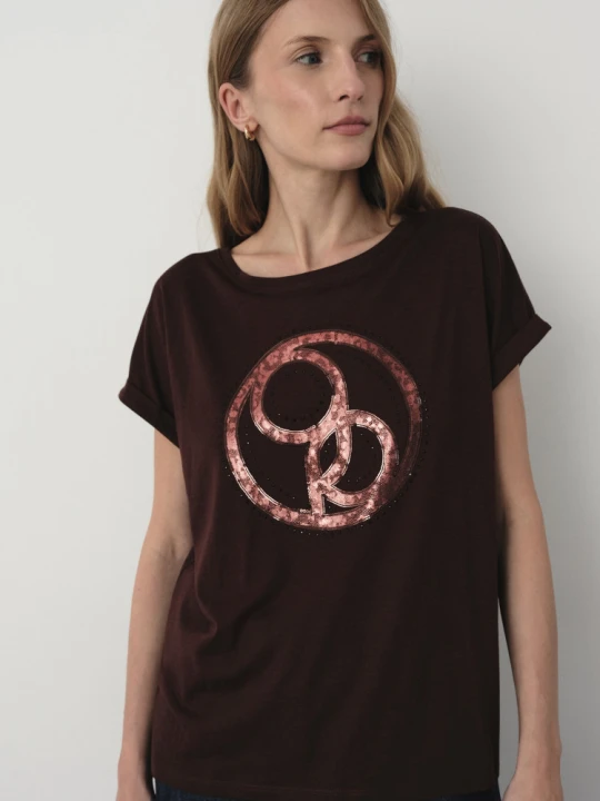 Zdjęcie produktu Brązowy t-shirt z grafiką na przodzie Greenpoint