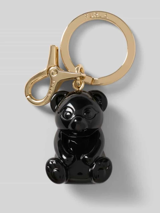 Zdjęcie produktu brelok do kluczy z aplikacją w kształcie niedźwiedzia model 'HASHTAG BEAR' Furla Czarny