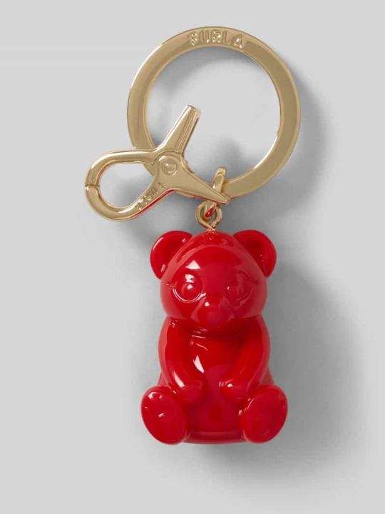 Zdjęcie produktu brelok do kluczy z aplikacją w kształcie niedźwiedzia model 'HASHTAG BEAR' Furla Czerwony