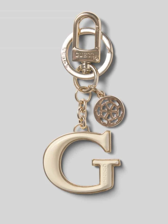 Zdjęcie produktu Brelok do kluczy z detalem z logo Guess Złamany biały