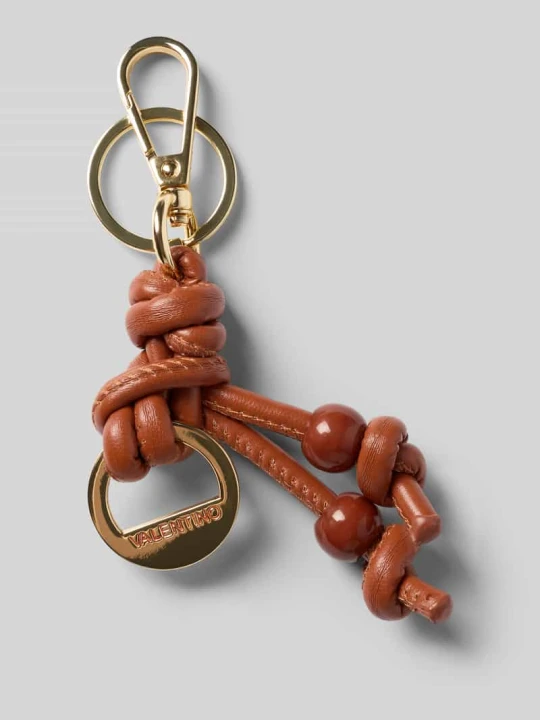 Zdjęcie produktu Brelok do kluczy z obszyciem ozdobnymi kamieniami model 'Eloura' VALENTINO BAGS Koniakowy