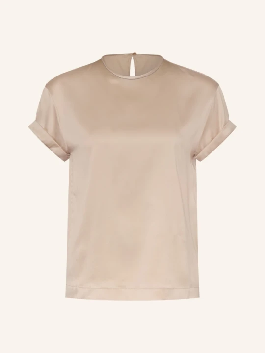 Zdjęcie produktu Brunello Cucinelli Bluzka Z Jedwabiu Z Ozdobnymi Kamykami beige JASNOBRĄZOWY