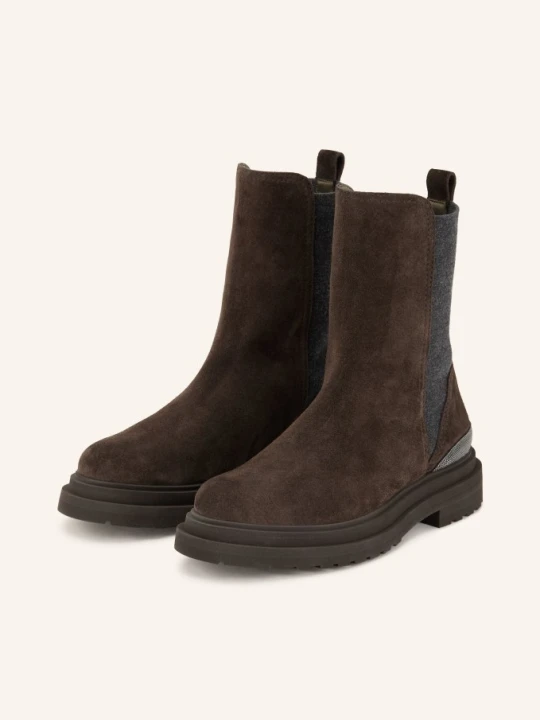 Zdjęcie produktu Brunello Cucinelli Botki Chelsea Z Kamieniami Ozdobnymi braun