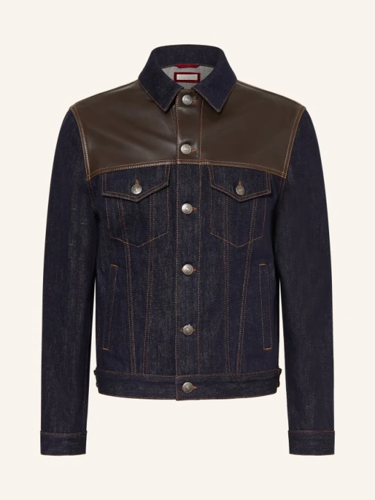 Zdjęcie produktu Brunello Cucinelli Kurtka Dżinsowa Z Mieszanki Materiałów blau C9014 BLU