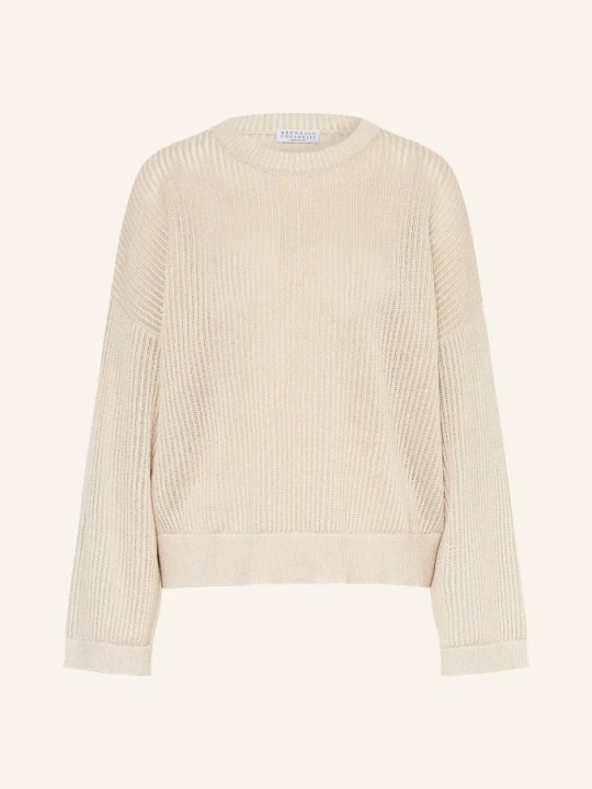 Zdjęcie produktu Brunello Cucinelli Sweter Z Błyszczącą Przędzą beige