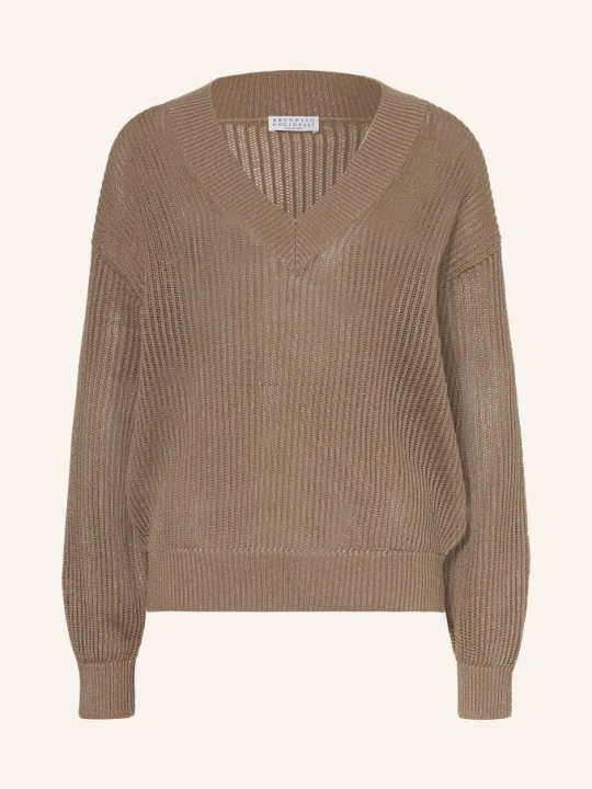 Zdjęcie produktu Brunello Cucinelli Sweter Z Błyszczącą Przędzą braun