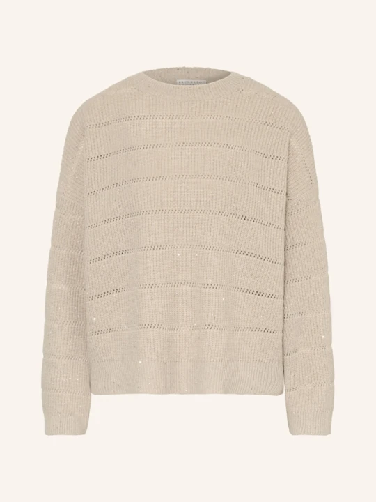 Zdjęcie produktu Brunello Cucinelli Sweter Z Dodatkiem Kaszmiru I Błyszczącą Przędzą beige