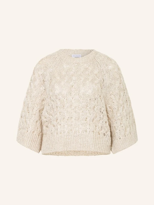 Zdjęcie produktu Brunello Cucinelli Sweter Z Jedwabiem I Cekinami beige