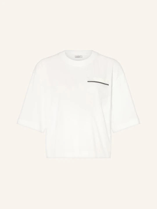 Zdjęcie produktu Brunello Cucinelli T-Shirt Z Kamyczkami Ozdobnymi weiss BIAŁY