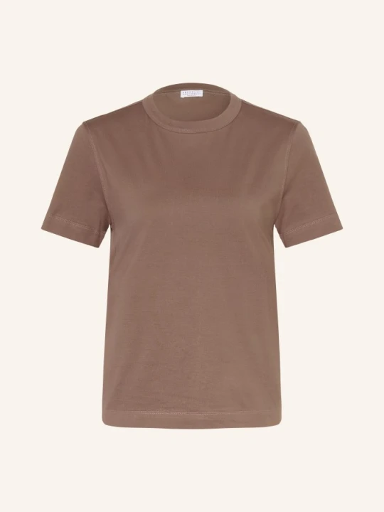 Zdjęcie produktu Brunello Cucinelli T-Shirt Z Obszyciem Ozdobnymi Kamykami braun