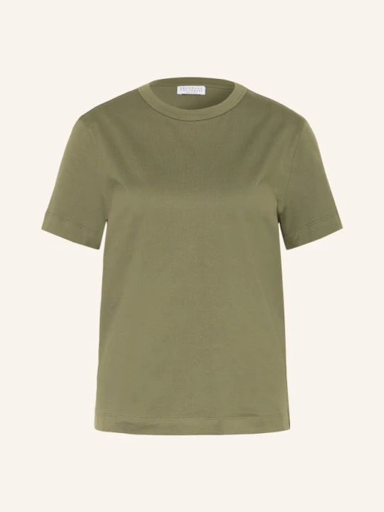 Zdjęcie produktu Brunello Cucinelli T-Shirt Z Obszyciem Ozdobnymi Kamykami gruen OLIWKOWY
