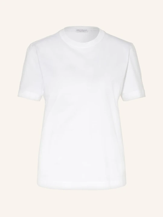 Zdjęcie produktu Brunello Cucinelli T-Shirt Z Obszyciem Ozdobnymi Kamykami weiss BIAŁY