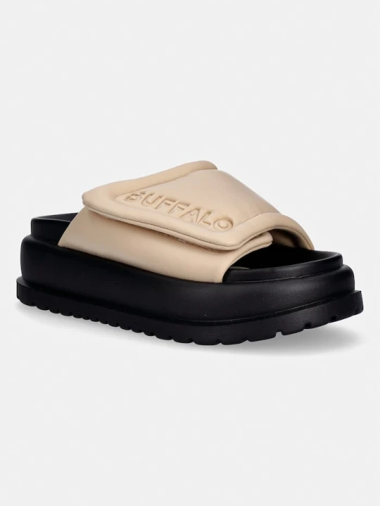 Zdjęcie produktu Buffalo klapki na platformie damskie Palma Velcro beżowy