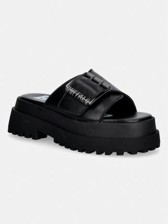 Zdjęcie produktu Buffalo klapki na platformie damskie Pluto Slide Buckle czarny