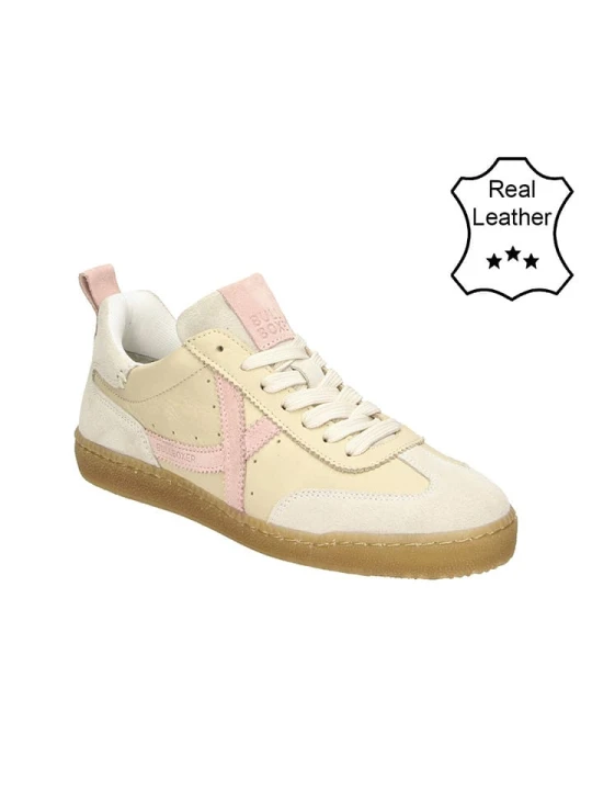 Zdjęcie produktu Bullboxer Skórzane sneakersy w kolorze beżowo-jasnoróżowym rozmiar: 42