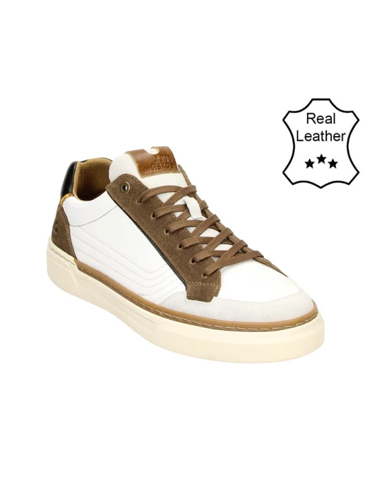 Zdjęcie produktu Bullboxer Skórzane sneakersy w kolorze biało-jasnobrązowym rozmiar: 40