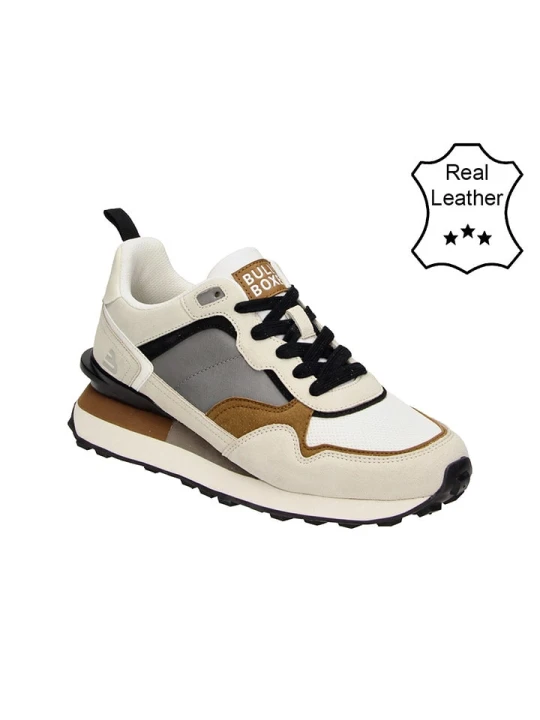Zdjęcie produktu Bullboxer Skórzane sneakersy w kolorze kremowo-szarym rozmiar: 42