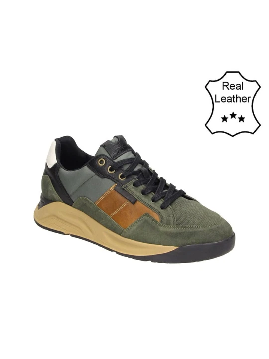 Zdjęcie produktu Bullboxer Skórzane sneakersy w kolorze oliwkowo-błękitno-czarnym rozmiar: 45