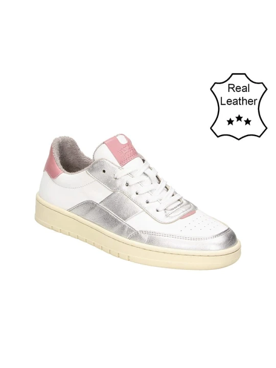 Zdjęcie produktu Bullboxer Skórzane sneakersy w kolorze srebrno-białym rozmiar: 38