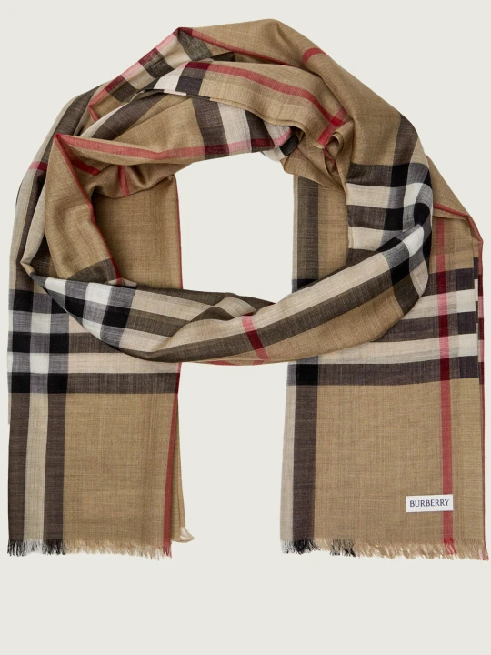 Zdjęcie produktu Burberry Wełniany szal | z dodatkiem jedwabiu beżowy