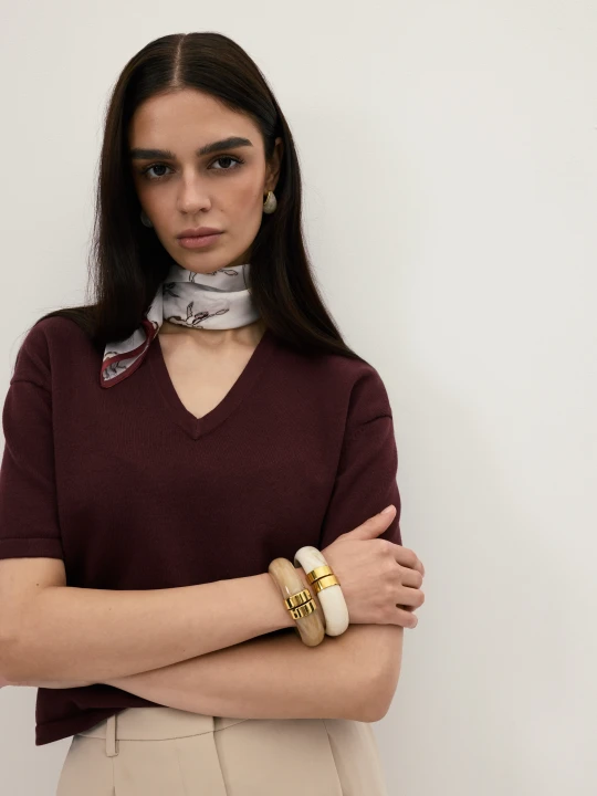 Zdjęcie produktu Burgundowy sweter z krótkim rękawem Taranko BORDO