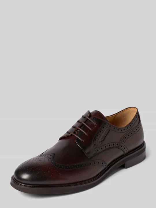 Zdjęcie produktu Buty budapester z skóry z wytłaczanym logo model 'UMMA' CG - Club of Gents Ciemnobrązowy