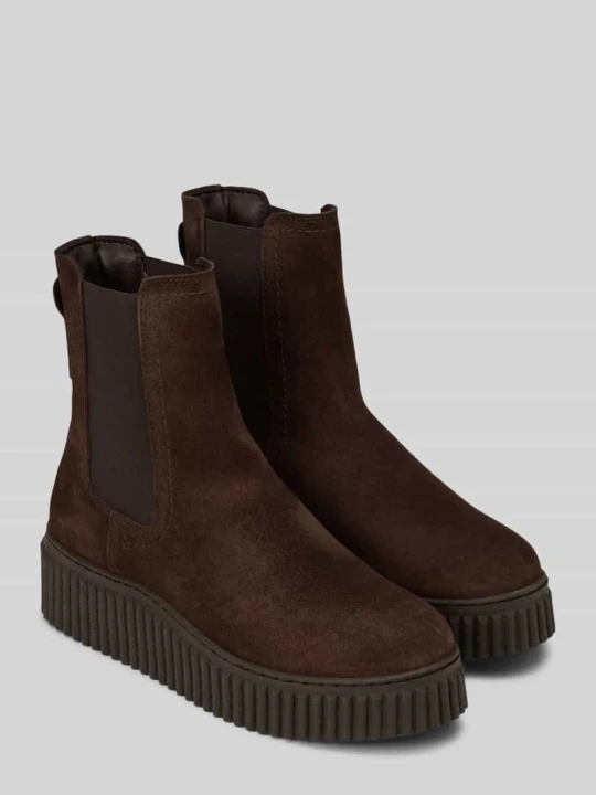 Zdjęcie produktu Buty chelsea z welurowej skóry bydlęcej, na platformie Marc O'Polo Ciemnobrązowy