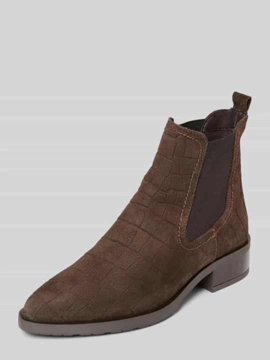 Zdjęcie produktu Buty chelsea ze skóry welurowej Tamaris Ciemnobrązowy
