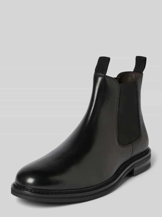 Zdjęcie produktu Buty chelsea ze skóry z elastycznymi wstawkami model ‘Santosh’ Digel Czarny