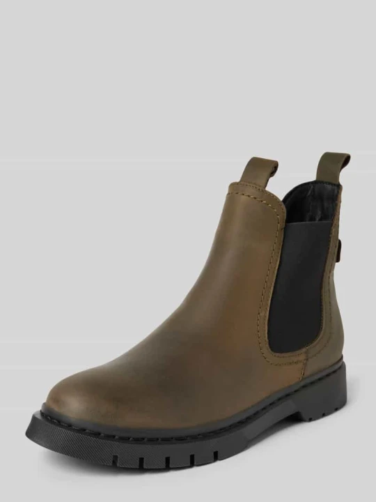 Zdjęcie produktu Buty chelsea ze skóry z pętelką Tamaris Ciemnozielony