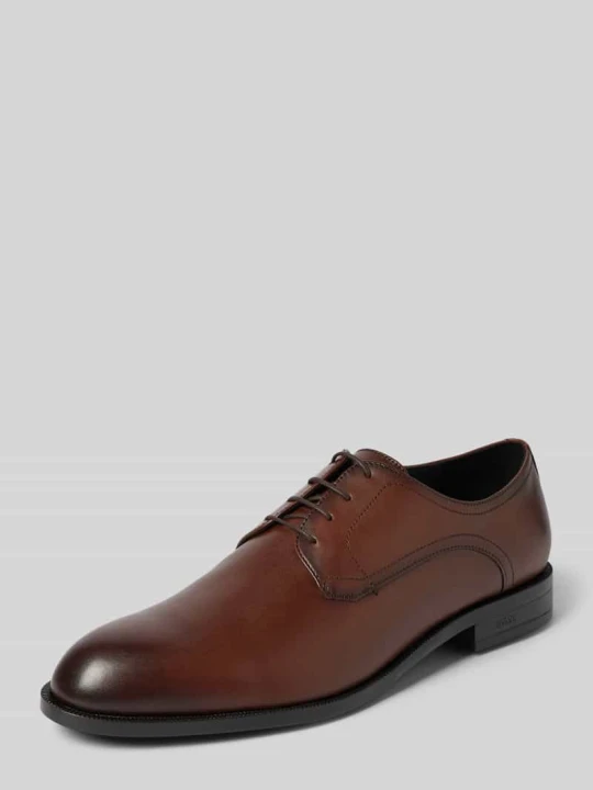 Zdjęcie produktu Buty derby skórzane z detalami z logo model ‘Tayil’ Boss Ciemnobrązowy