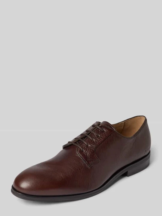Zdjęcie produktu Buty derby ze skóry ze sznurowaniem i detalem z logo JOOP! Ciemnobrązowy
