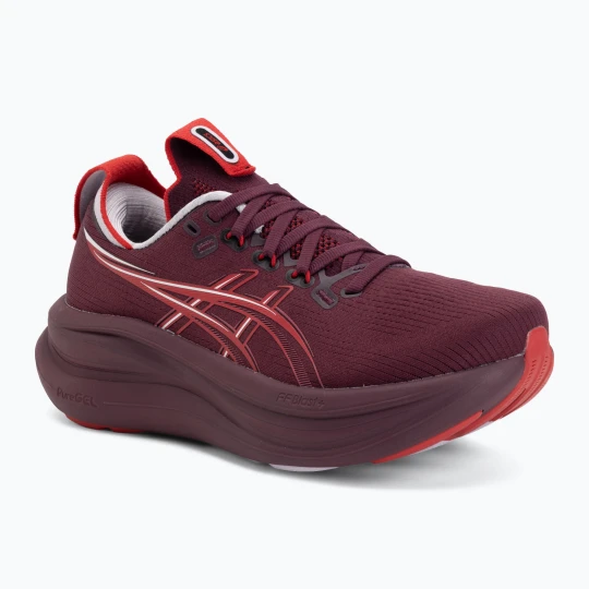 Zdjęcie produktu Buty do biegania damskie ASICS Gel-Nimbus 28 beniimo purple / speed red Bordowy