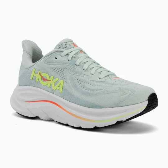 Zdjęcie produktu Buty do biegania damskie HOKA Clifton 10 sea glass / neon flame Zielony
