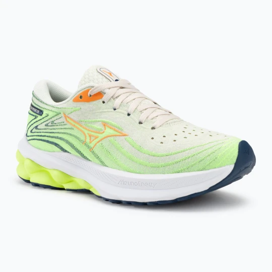 Zdjęcie produktu Buty do biegania damskie Mizuno Wave Skyrise 5 pristine/ vibrant orange/ mizuno neo lime Zielony