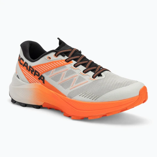 Zdjęcie produktu Buty do biegania damskie SCARPA Spin Ultra 2 ice / orange fluo Biały