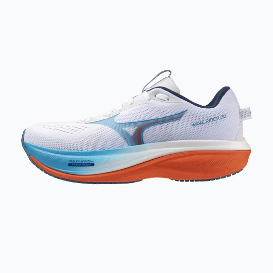 Zdjęcie produktu Buty do biegania męskie Mizuno Wave Rider 30 white / blue jewel / orange